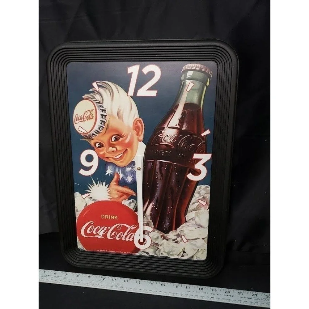 COCA-COLA Sprite Boy Wall Clock 2007 Bottle Cap Soda Advertising Decor 18x22